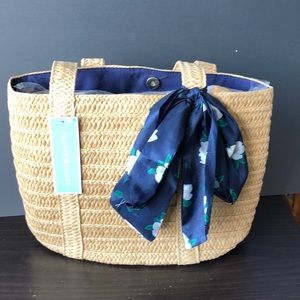Draper James wicker tote with ribbon bow